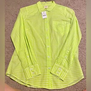 NWT J. CREW FACTORY LIME GINGHAM BUTTON DOWN XS